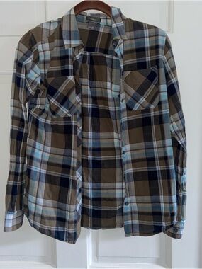 Eddie Bauer Plaid Button-Down Shirt in Blue and Brown